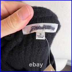Madewell $198 Womens Merino Wool-Blend Scarf Sweater Jacket Black Size M NT607