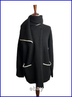 Madewell $198 Womens Merino Wool-Blend Scarf Sweater Jacket Black Size M NT607