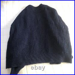 Madhappy Alumni Chunky Knit Cardigan Sweater Blue White stripe Size M, NWOT READ