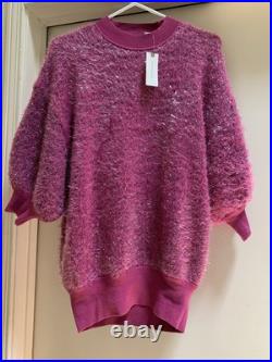 Maeve Anthropologie Violetta Pink Tinsel Short Sleeve Sweater Medium New NWT HTF