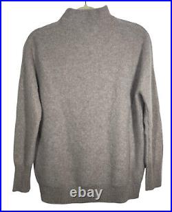 Magaschoni Cashmere Sweater M Medium Pebble Heather Mock Neck Pullover $345