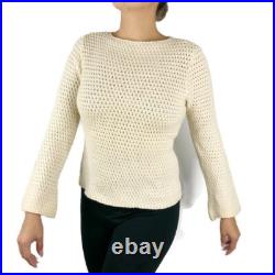 Manrico Women's 100% Cashmere Thick Textured Knit Crewneck Sweater M / L $1395