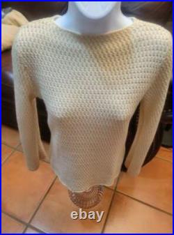 Manrico Women's 100% Cashmere Thick Textured Knit Crewneck Sweater M / L $1395