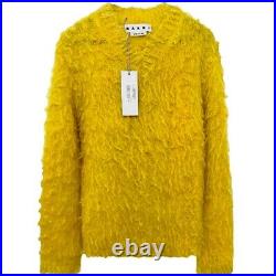 Marni Brushed Mohair Sweater Yellow V-Neck Mens IT46/S-L $1000