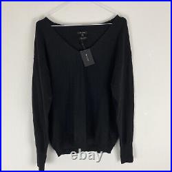 Massimo Dutti 100% Cashmere Black V Neck Jumper MEDIUM RRP£149