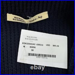Maurizio Baldassari Mens Wool Barley Stitch Swacket Sweater Navy Blue M (EU 50)