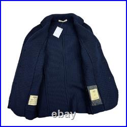 Maurizio Baldassari Mens Wool Barley Stitch Swacket Sweater Navy Blue M (EU 50)