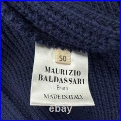 Maurizio Baldassari Mens Wool Barley Stitch Swacket Sweater Navy Blue M (EU 50)