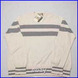 Maurizio Baldassari NWT Crew Neck Sweater Size Medium in Ivory withGray Stripes