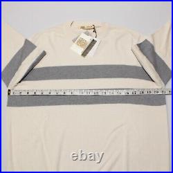 Maurizio Baldassari NWT Crew Neck Sweater Size Medium in Ivory withGray Stripes