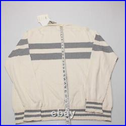 Maurizio Baldassari NWT Crew Neck Sweater Size Medium in Ivory withGray Stripes