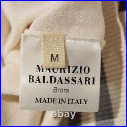 Maurizio Baldassari NWT Crew Neck Sweater Size Medium in Ivory withGray Stripes