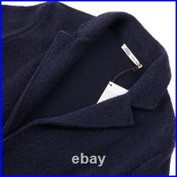 Maurizio Baldassari Navy Blue Plush Wool Cardigan Sweater-Blazer M Teddy Swacket