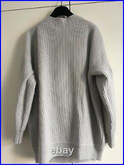 Max Mara Cashmere Pearl Grey Sweater With The Front Knot -size M -new -rrp £ 560