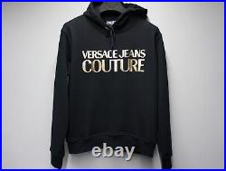 Medium size Versace Jeans Couture Gold Logo Black Sweatshirt Hoodie BNWT