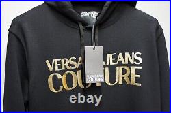 Medium size Versace Jeans Couture Gold Logo Black Sweatshirt Hoodie BNWT