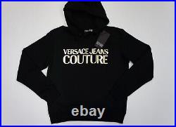 Medium size Versace Jeans Couture Gold Logo Black Sweatshirt Hoodie BNWT