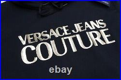 Medium size Versace Jeans Couture Gold Logo Black Sweatshirt Hoodie BNWT