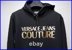 Medium size Versace Jeans Couture Gold Logo Black Sweatshirt Hoodie BNWT