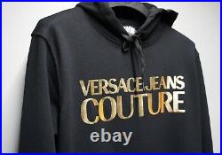 Medium size Versace Jeans Couture Gold Logo Black Sweatshirt Hoodie BNWT