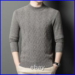 Men Knitwear Sweater Long Sleeve 100% Cashmere Wool Business Pullover Knitted sz