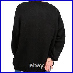 Men Relaxed Pullover Jumper Urban Streetwear Loose Sweater Skeleton Black Unisex