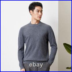 Men Wool Sweater Autumn/winter 100% Wool Sweater Solid Color Sweater Casual Tops