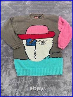 Men's Peter Max Neo Max Sweater L Gray Pink