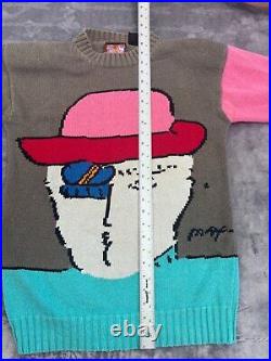 Men's Peter Max Neo Max Sweater L Gray Pink