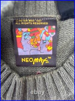 Men's Peter Max Neo Max Sweater L Gray Pink