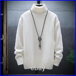 Men's Turtleneck Cashmere Sweater Plush Bottoming Sweater Casual Warm Pullovers