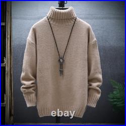 Men's Turtleneck Cashmere Sweater Plush Bottoming Sweater Casual Warm Pullovers
