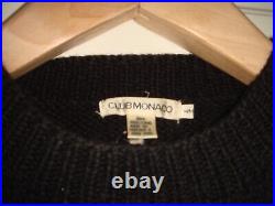 Men's Vintage Club Monaco 100% Wool Sweater Jumper Black Snowflake Design Medium