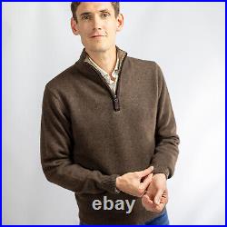 Men's Zip Neck Jumper Sweater in thick knit natural undyed 100% Yak Yarn