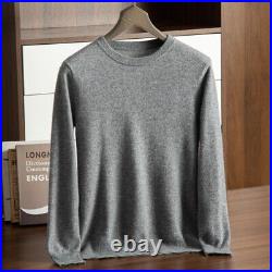 Mens 100% Cashmere Sweater Round Neck Bottoming Cardigan Business Casual Tops