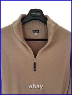Mens ARMANI JEANS lambswool 1/4 Zip Jumper/Sweater size medium. RRP £325