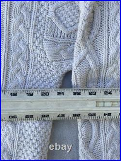 Mens Banana Republic Hand Knit Sweater Sz M Mock Neck Fisherman Beige Chunky VTG