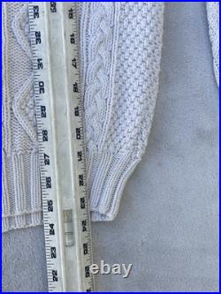 Mens Banana Republic Hand Knit Sweater Sz M Mock Neck Fisherman Beige Chunky VTG