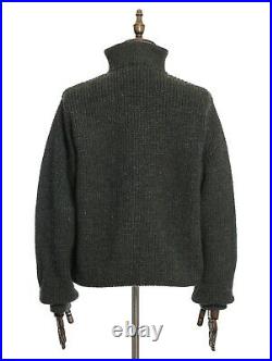 Mens Barbour Tyne Zip Neck Sweater Jumper Olive Green Fishing Wool Knit Size M