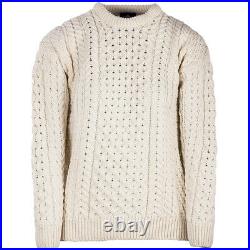 Mens Crew Neck Merino Wool Sweater by Aran Mills Cream