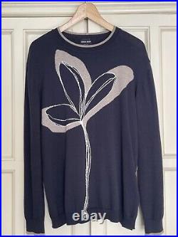 Mens Giorgio Armani Medium Navy Floral Sweater RRP £800