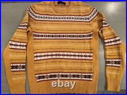 Mens NWT Rag & Bone New York Yellow Multi Color Wesley Fairisle Crew Sweater, M