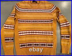 Mens NWT Rag & Bone New York Yellow Multi Color Wesley Fairisle Crew Sweater, M