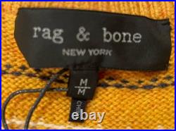 Mens NWT Rag & Bone New York Yellow Multi Color Wesley Fairisle Crew Sweater, M