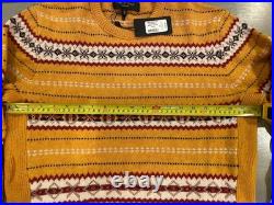 Mens NWT Rag & Bone New York Yellow Multi Color Wesley Fairisle Crew Sweater, M