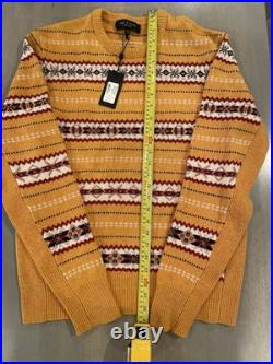 Mens NWT Rag & Bone New York Yellow Multi Color Wesley Fairisle Crew Sweater, M