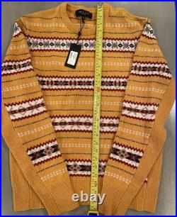 Mens NWT Rag & Bone New York Yellow Multi Color Wesley Fairisle Crew Sweater, M