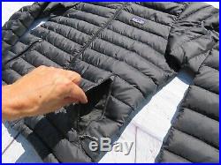 Mens PATGONIA Black Hooded Hoody Goose Down Zip Sweater Jacket Medium $279