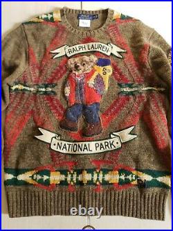 Mens Polo Ralph Lauren Great Outdoors Hiking Bear National Park Sweater Size M
