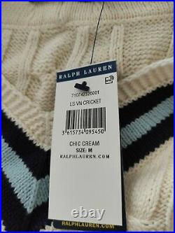 Mens Polo Ralph Lauren cable chunky Knit Sweater cricket jumper size Medium